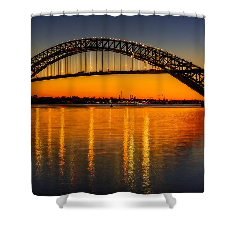 Bayonne Shower Curtain featuring the photograph Bayonne Bridge Sunset by Susan Candelario