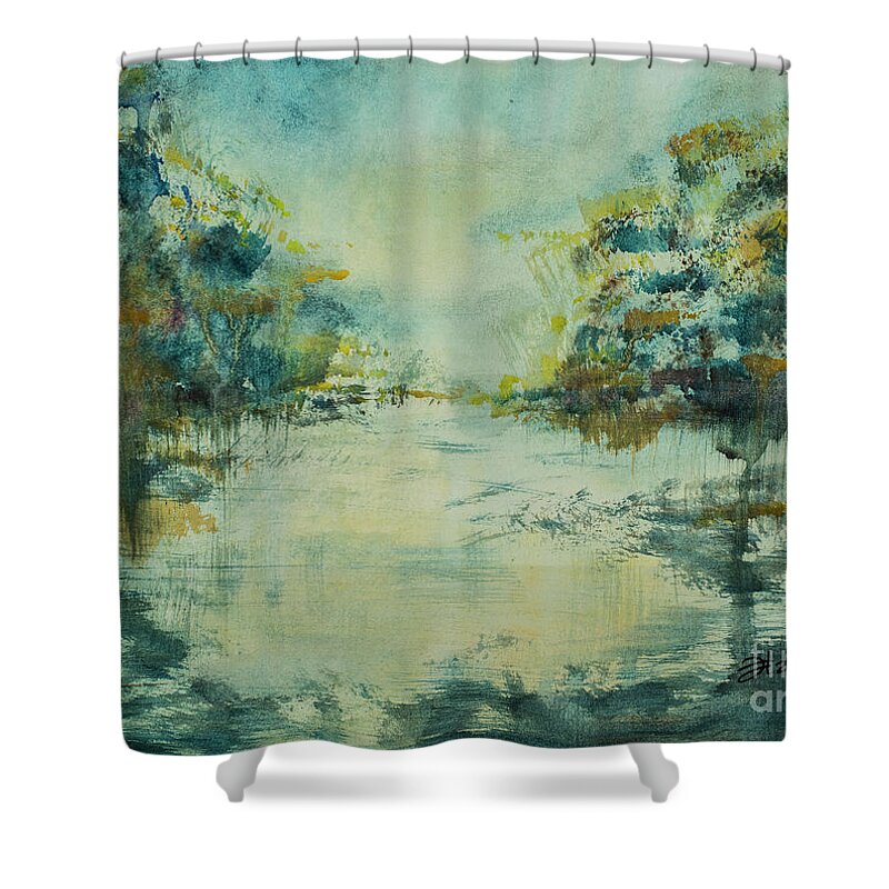 Cajun Shower Curtain featuring the painting Bayou Fall by Francelle Theriot