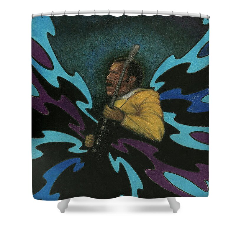 Blues Shower Curtain featuring the pastel BB by Michael Highsmith