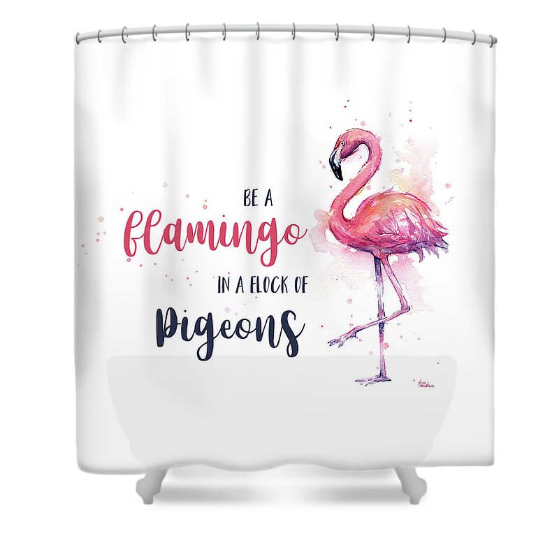Flamingo Shower Curtain featuring the painting Be a Flamingo by Olga Shvartsur