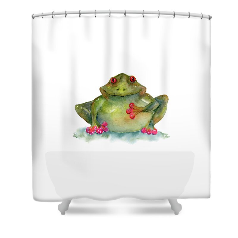Frog Painting Shower Curtain featuring the painting Be Still My Heart by Amy Kirkpatrick