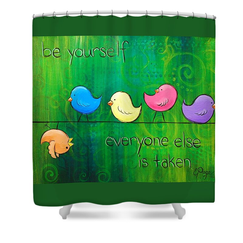 Birds Shower Curtain featuring the painting Be Yourself - Birds by Emily Page