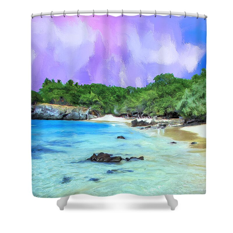 Beach 69 Shower Curtain featuring the painting Beach 69 Big Island by Dominic Piperata