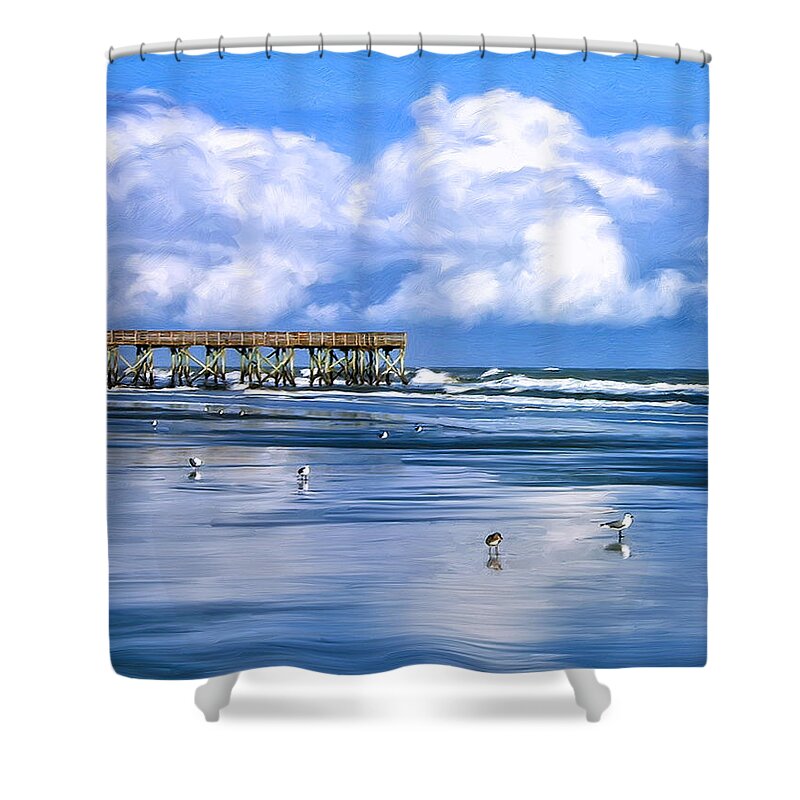 Isle Of Palms Shower Curtain featuring the painting Beach at Isle of Palms by Dominic Piperata