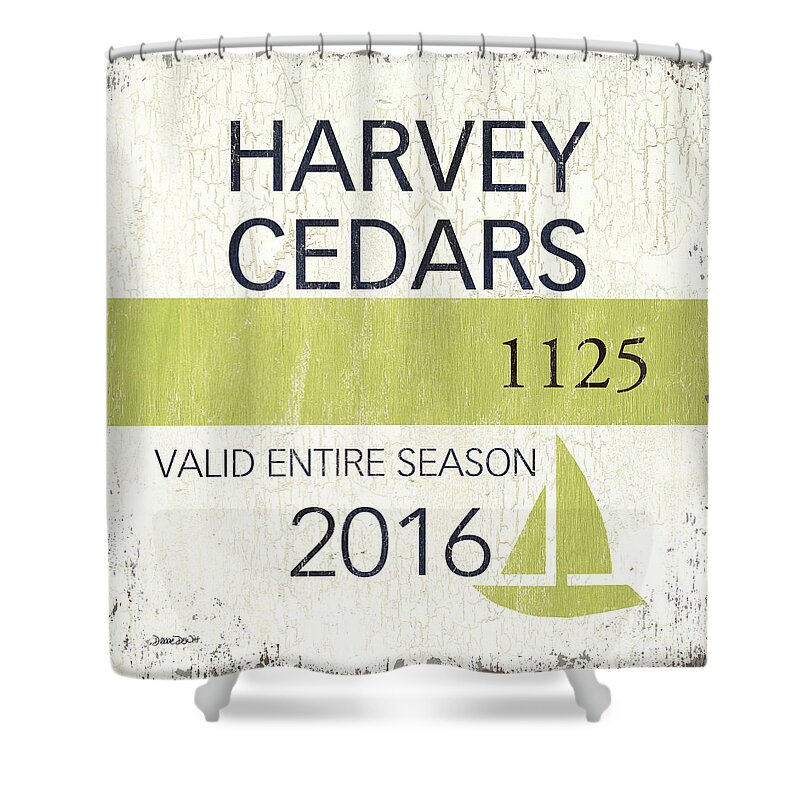 Beach Shower Curtain featuring the painting Beach Badge Harvey Cedars by Debbie DeWitt