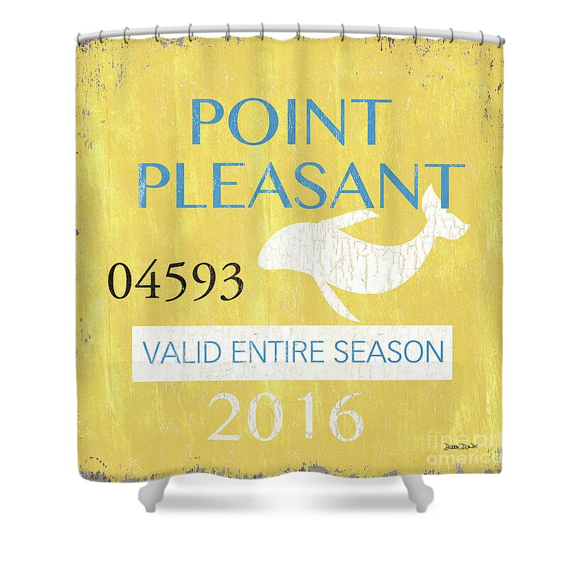 Beach Shower Curtain featuring the painting Beach Badge Point Pleasant by Debbie DeWitt