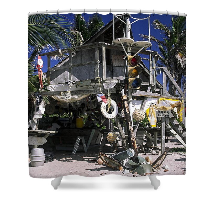 Eclectic Decorations Shower Curtain featuring the photograph Beach Bar by Sally Weigand