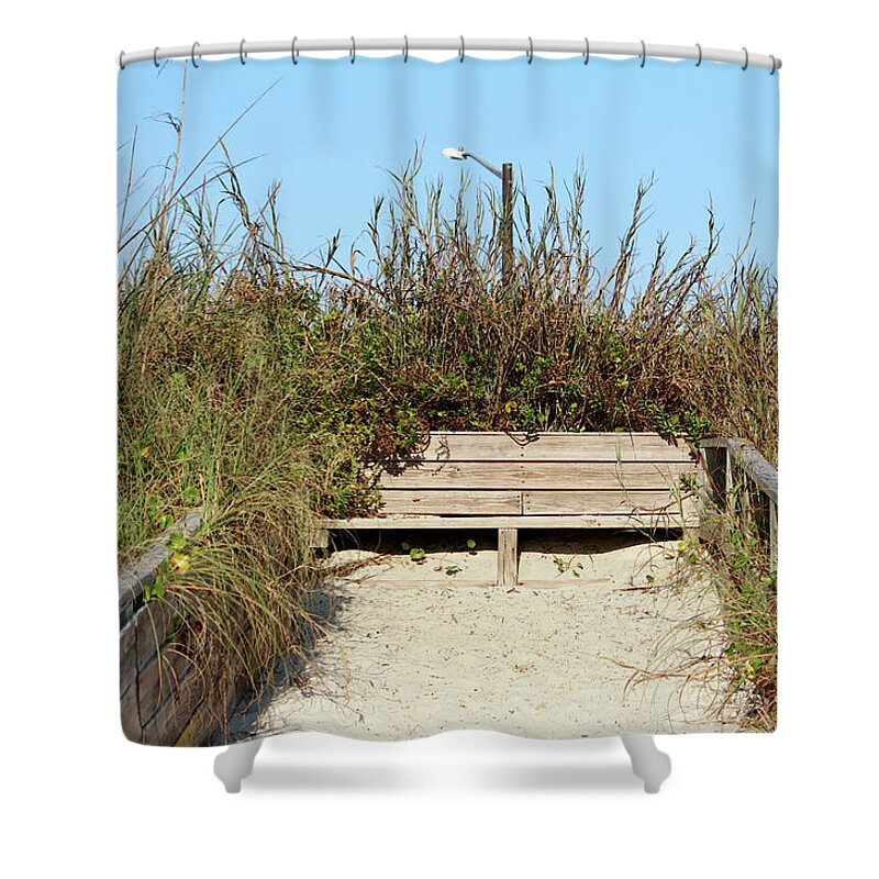 Bench Shower Curtain featuring the photograph Beach Bench by Cynthia Guinn