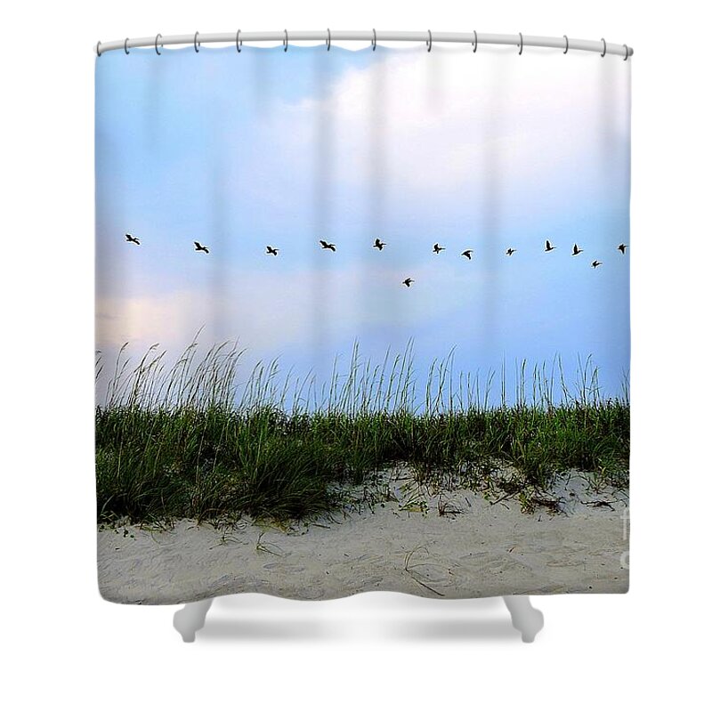 Art Shower Curtain featuring the photograph Beach Club Dunes by Shelia Kempf