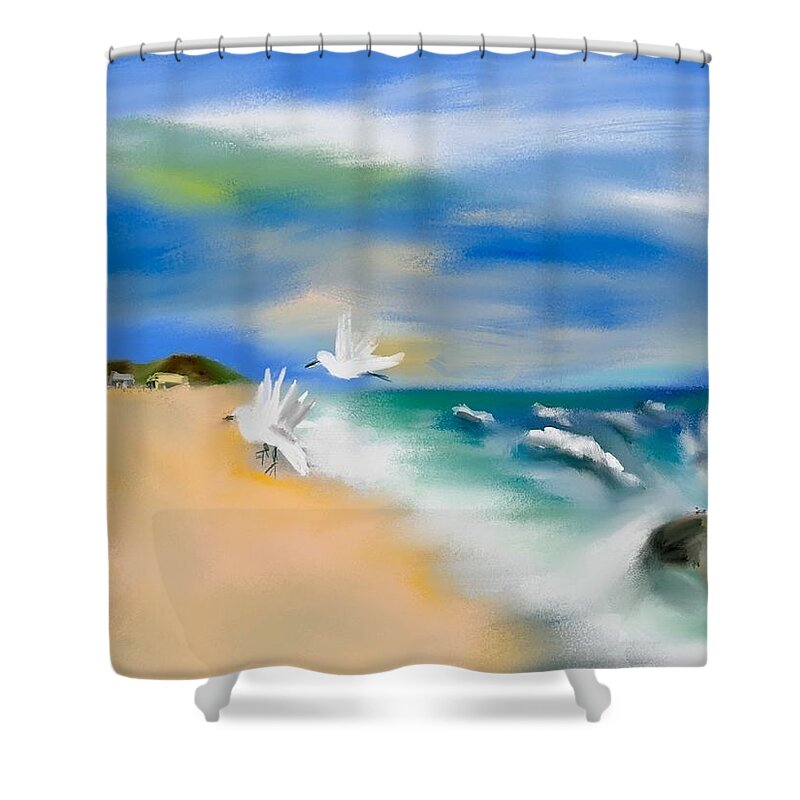 Ipad Painting Shower Curtain featuring the digital art Beach Energy by Frank Bright