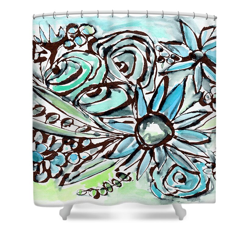 Flowers Shower Curtain featuring the painting Beach Glass Flowers 1- Art by Linda Woods by Linda Woods