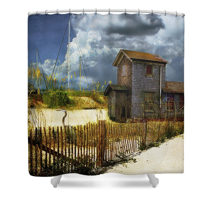 Beach Shower Curtain featuring the digital art Beach House by Don Schiffner