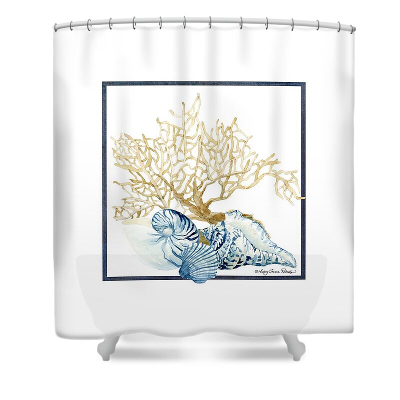 Beach House Nautilus Scallop n Conch with Tan Fan Coral Shower Curtain by  Audrey Jeanne Roberts - Fine Art America
