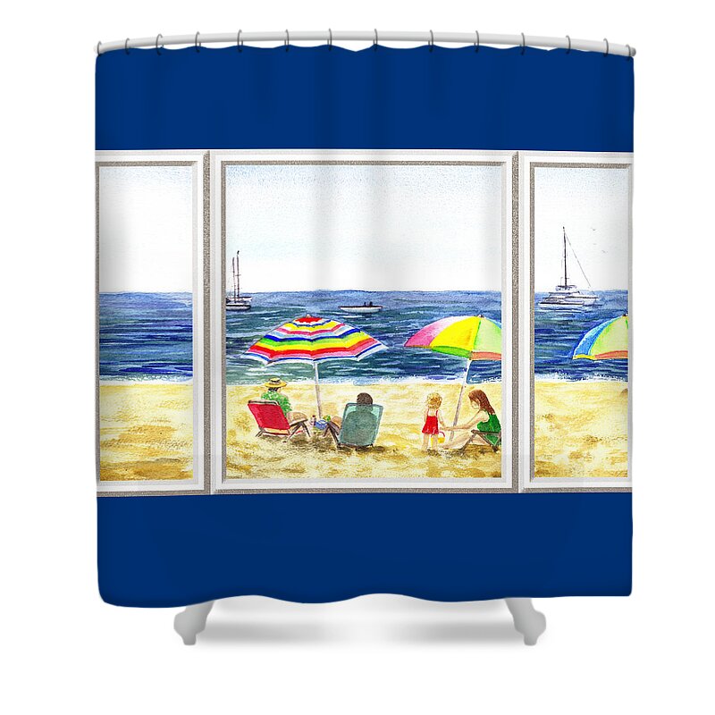 Beach House Shower Curtain featuring the painting Beach House Window by Irina Sztukowski