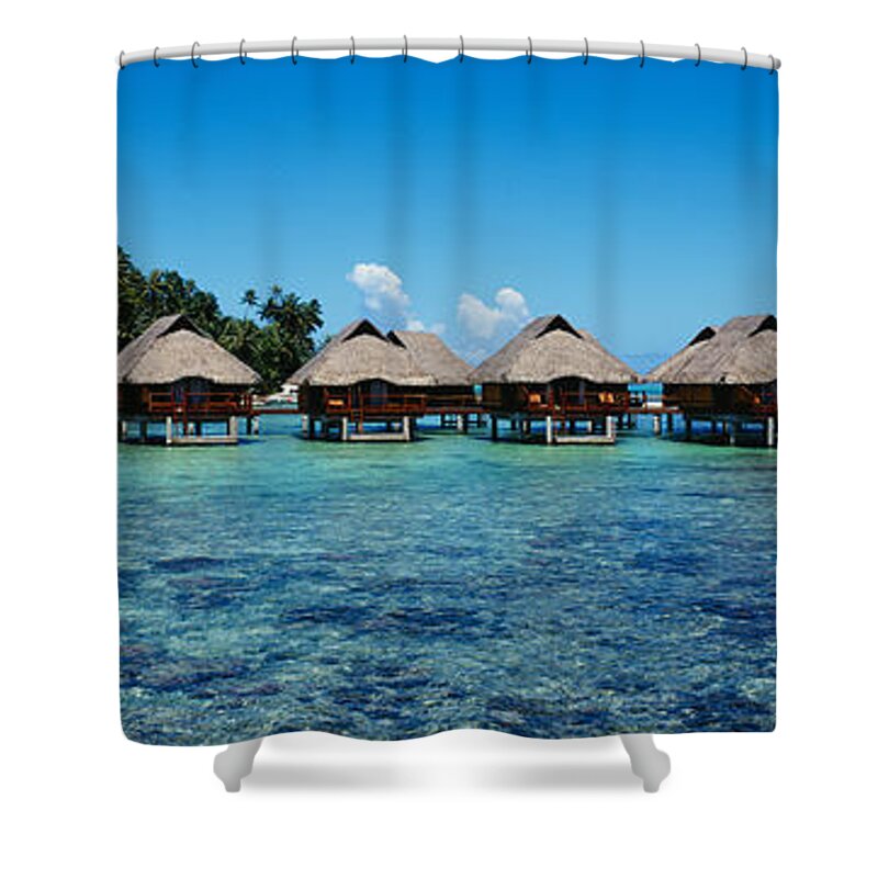Beach Huts On Water Bora Bora French Shower Curtain For Sale By Panoramic Images