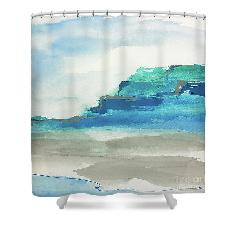 Original Watercolors Shower Curtain featuring the painting Beach II by Chris Paschke