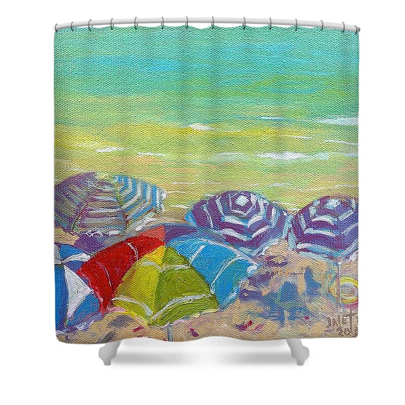 Beach Shower Curtain featuring the painting Beach is Best by Jeanette Jarmon