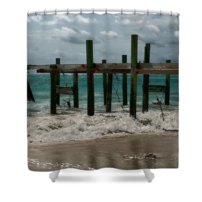 Beach Shower Curtain featuring the mixed media Beach Life Stories by William Rockwell