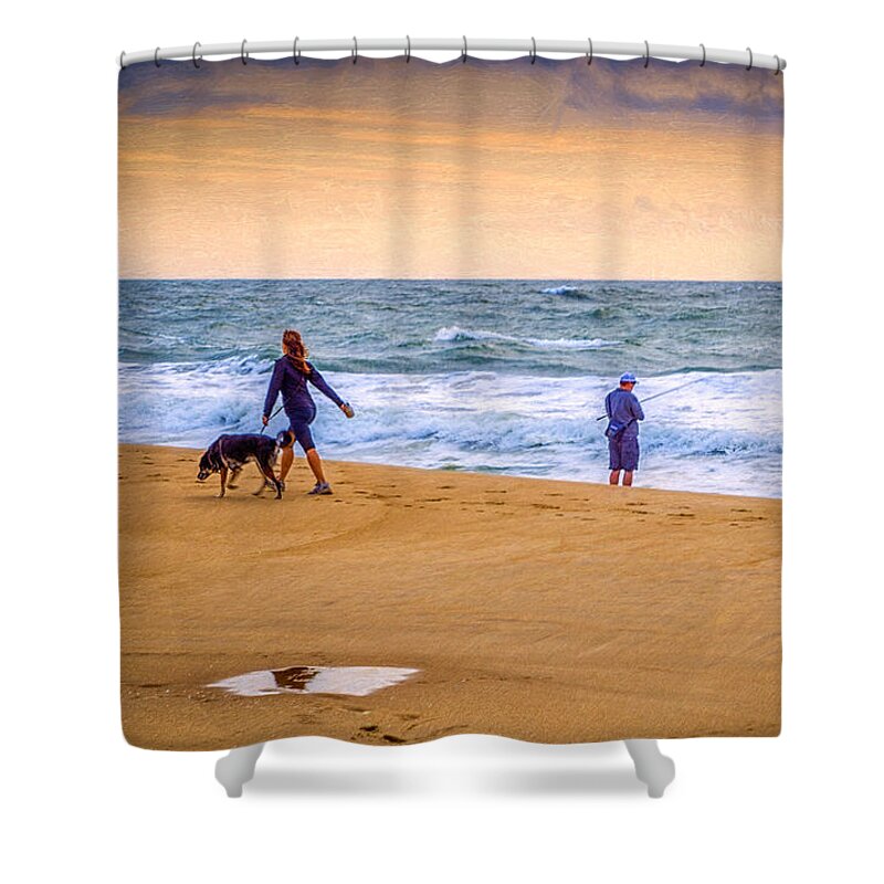 Ocean City Shower Curtain featuring the photograph Beach morning by Izet Kapetanovic