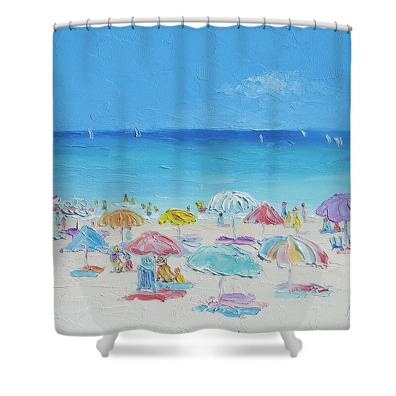 Beach Shower Curtain featuring the painting Beach Painting - Summer Paradise by Jan Matson