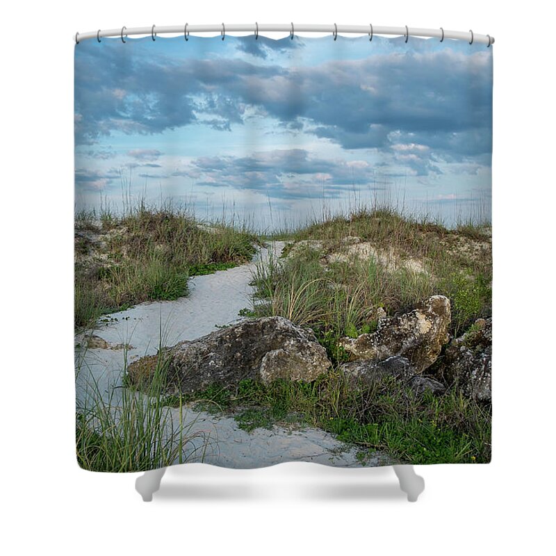 Beach Path # St. Augustine Beach # Dunes # Sea Grass # Travel Shower Curtain featuring the photograph Beach Path by Louis Ferreira
