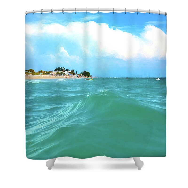 Water Shower Curtain featuring the photograph Beach Scene by Alison Belsan Horton