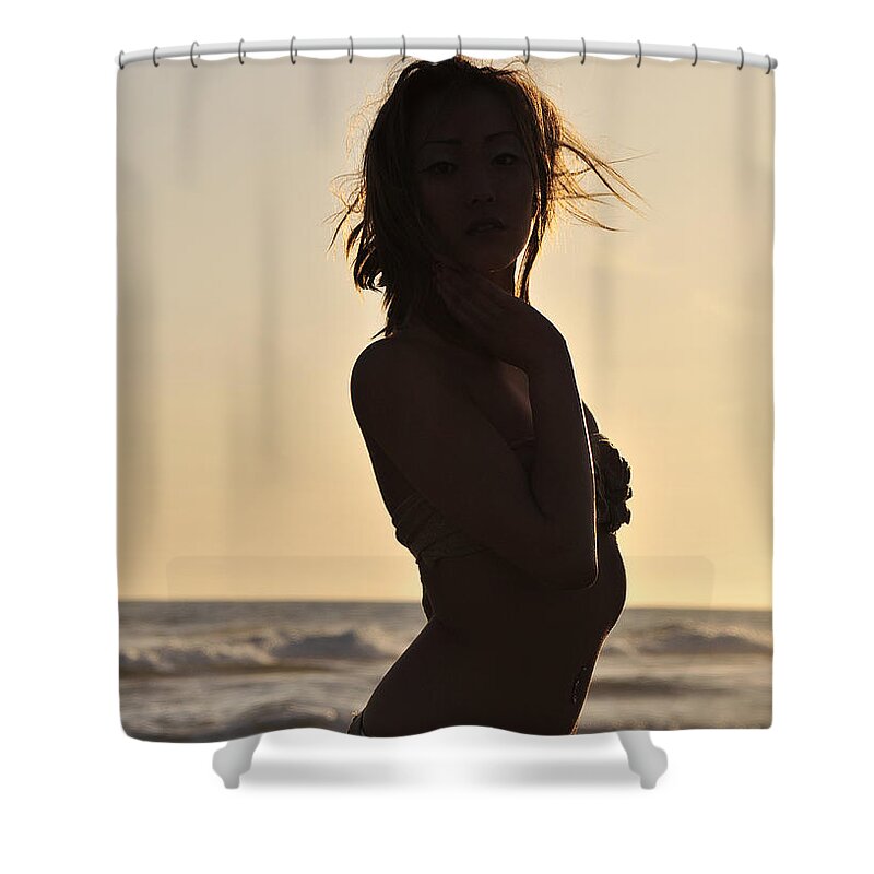 Glamour Photographs Shower Curtain featuring the photograph Beach silhouette by Robert WK Clark