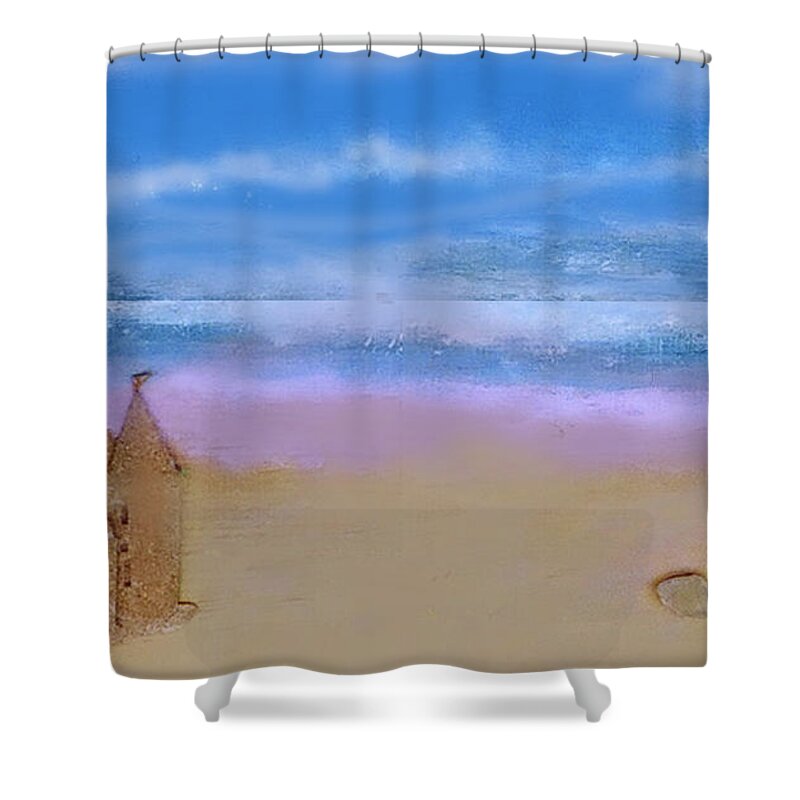 Beach Shower Curtain featuring the mixed media Beaches Castle by Mary Ann Leitch