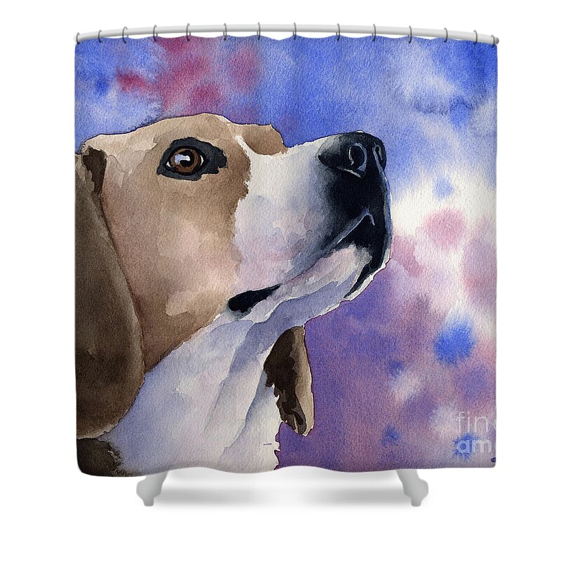 Beagle Shower Curtain featuring the painting Beagle by David Rogers