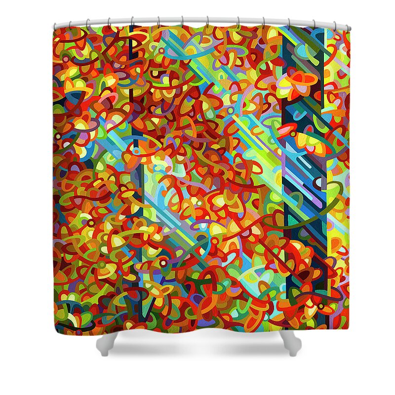 Forest Shower Curtain featuring the painting Beaming by Mandy Budan