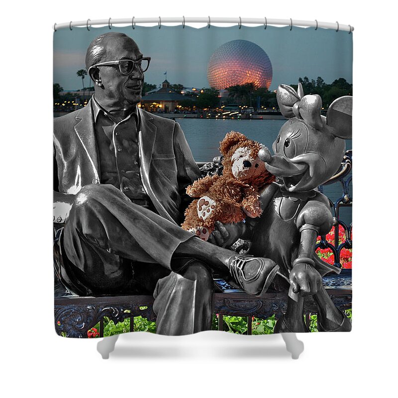 Fantasy Shower Curtain featuring the photograph Bear and His Mentors Walt Disney World 05 MP by Thomas Woolworth