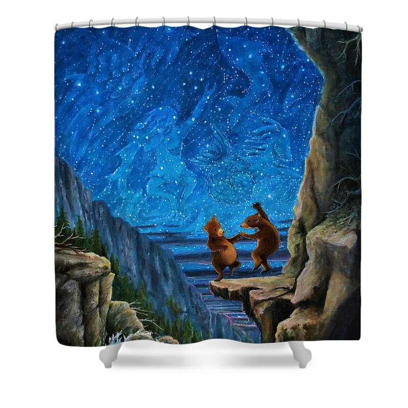 Bear Shower Curtain featuring the painting Bear Dance by Matt Konar