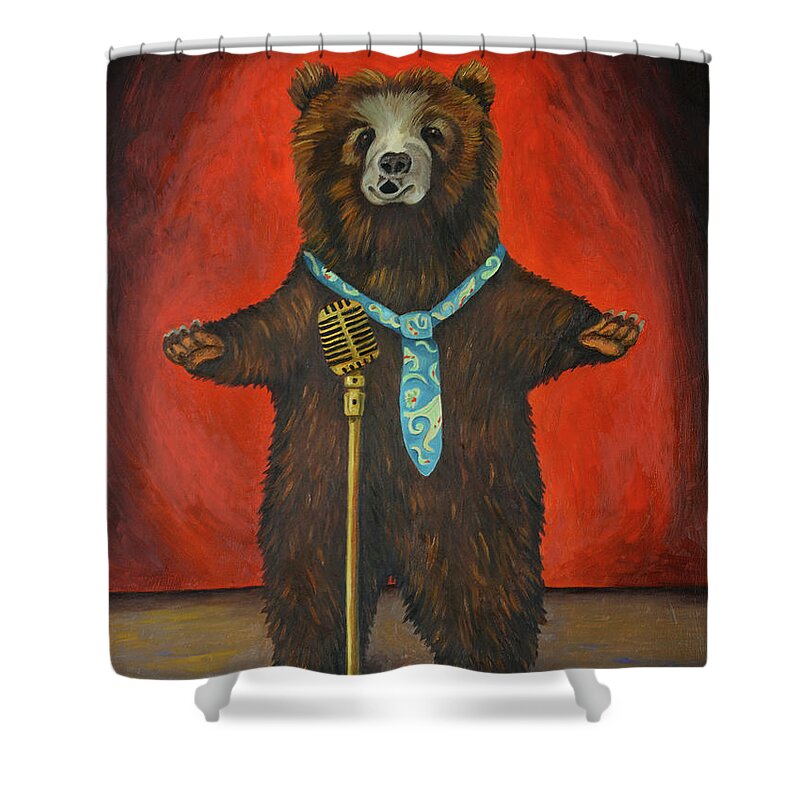 Baritone Shower Curtain featuring the painting Bearitone by Leah Saulnier The Painting Maniac