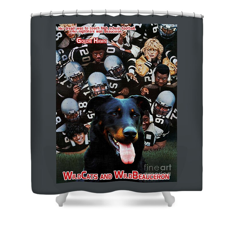 Beauceron Shower Curtain featuring the painting Beauceron Art Canvas Print - WildCats Movie Poster by Sandra Sij