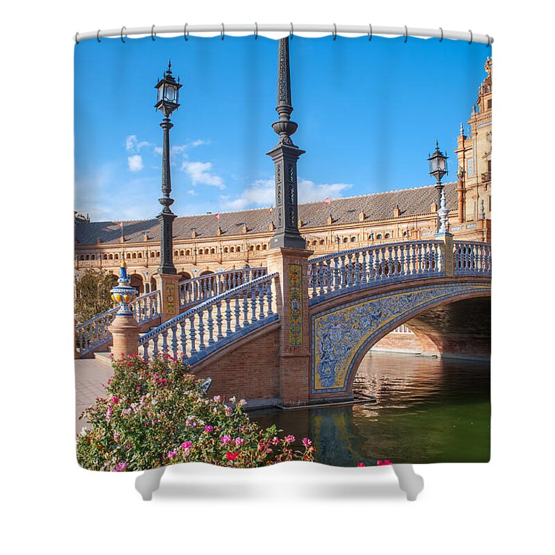 Seville Shower Curtain featuring the photograph Beautiful Architecture of Plaza de Espana in Seville by Jenny Rainbow