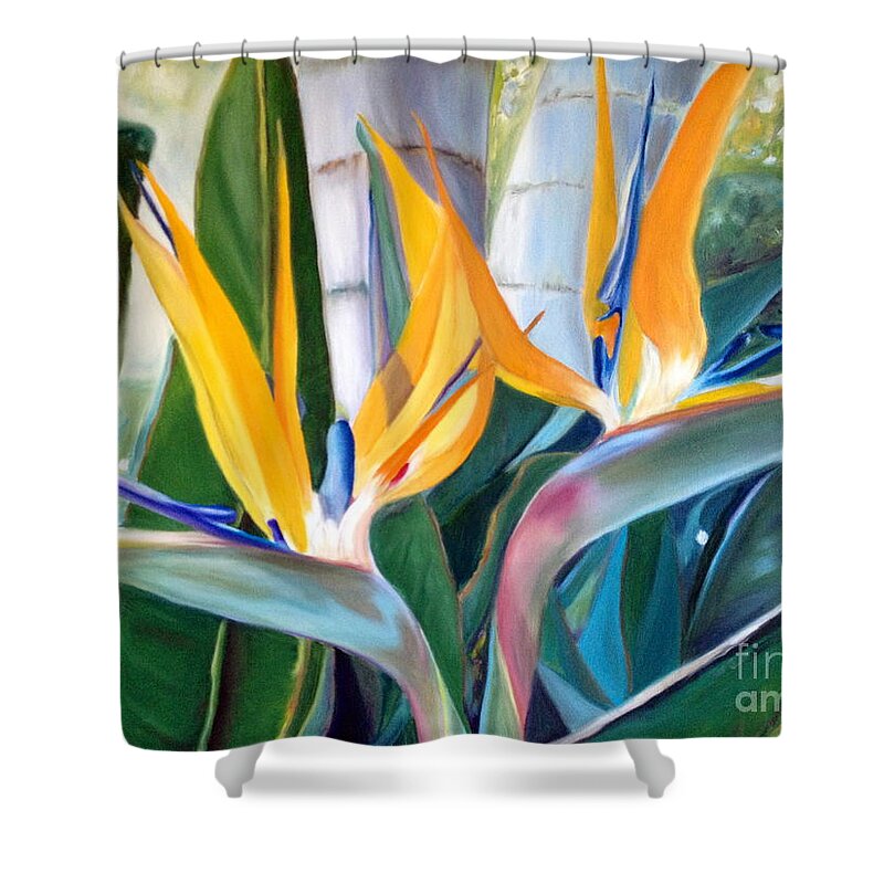 Tropical Shower Curtain featuring the painting Beautiful Birds by Sherri Dauphinais