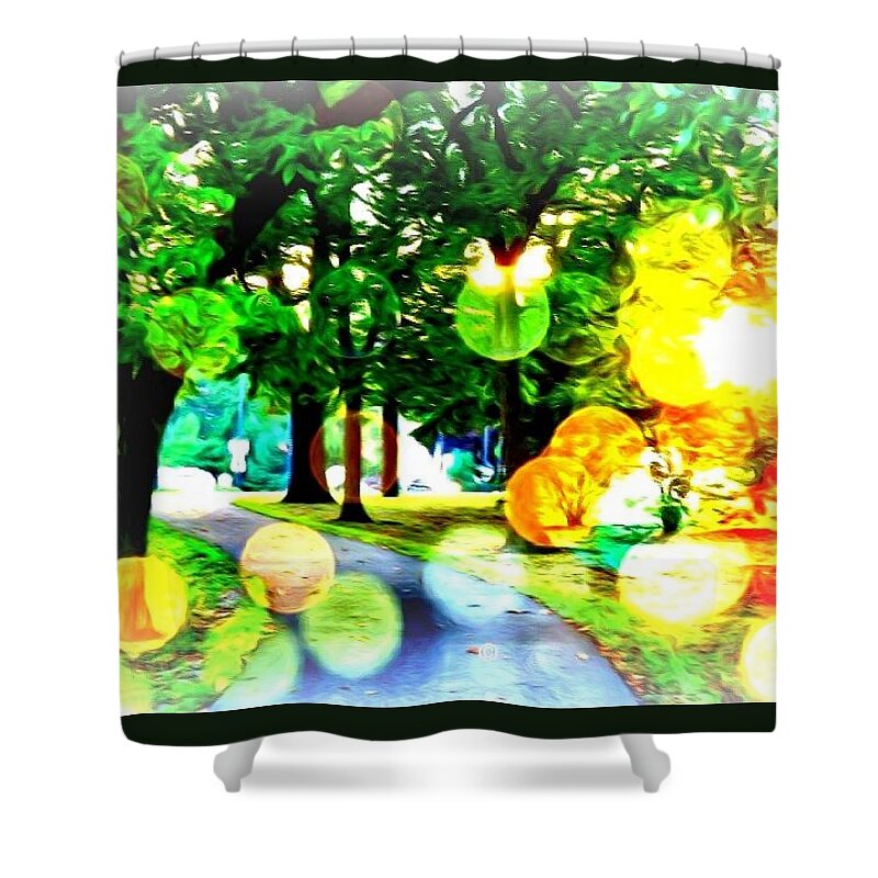 Trees Shower Curtain featuring the photograph Beautiful Day for a Walk by Deborah Kunesh