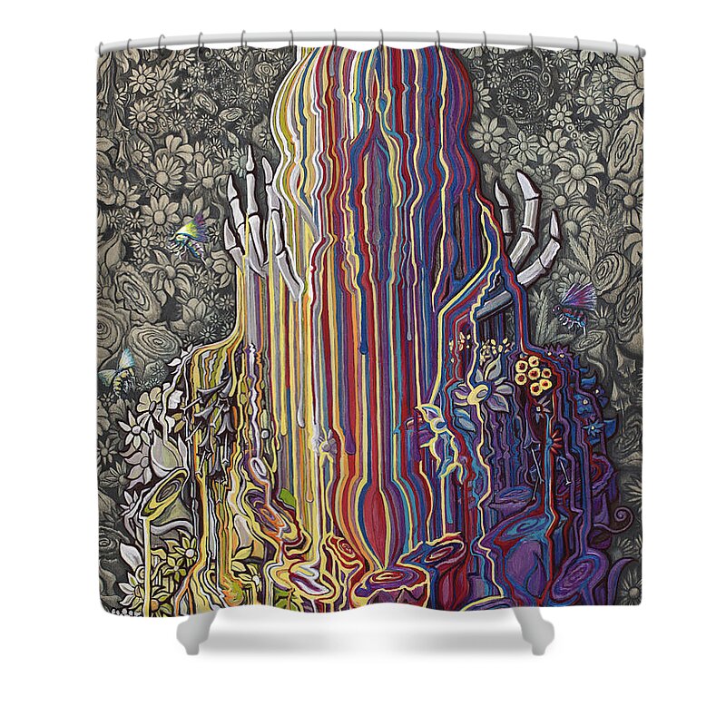 Skull Shower Curtain featuring the painting Beautiful Meltdown by David Sockrider