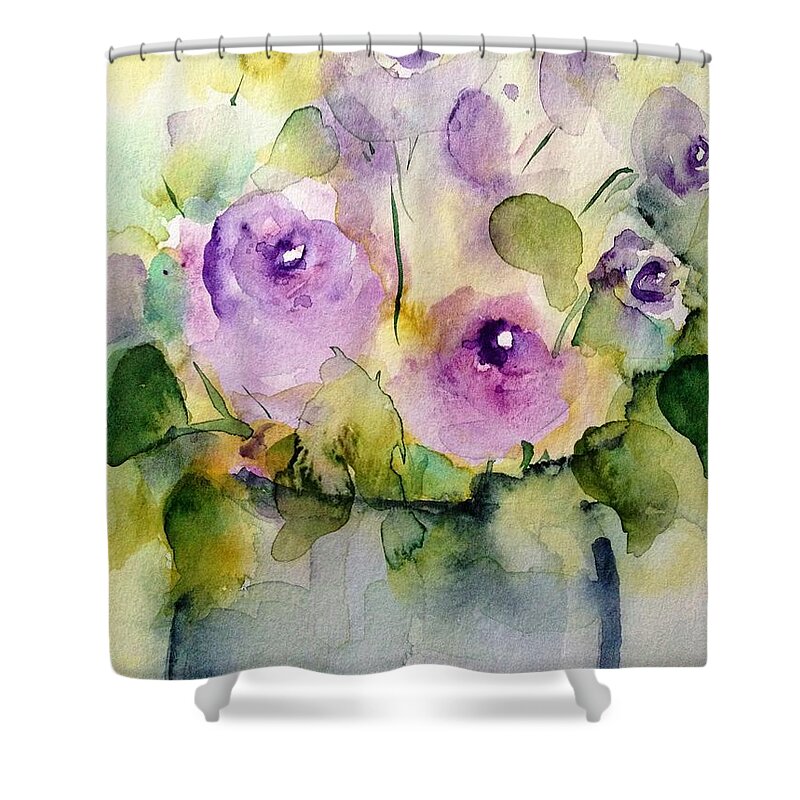 Purple Flowers Shower Curtain featuring the painting Beautiful Purple Flowers by Britta Zehm