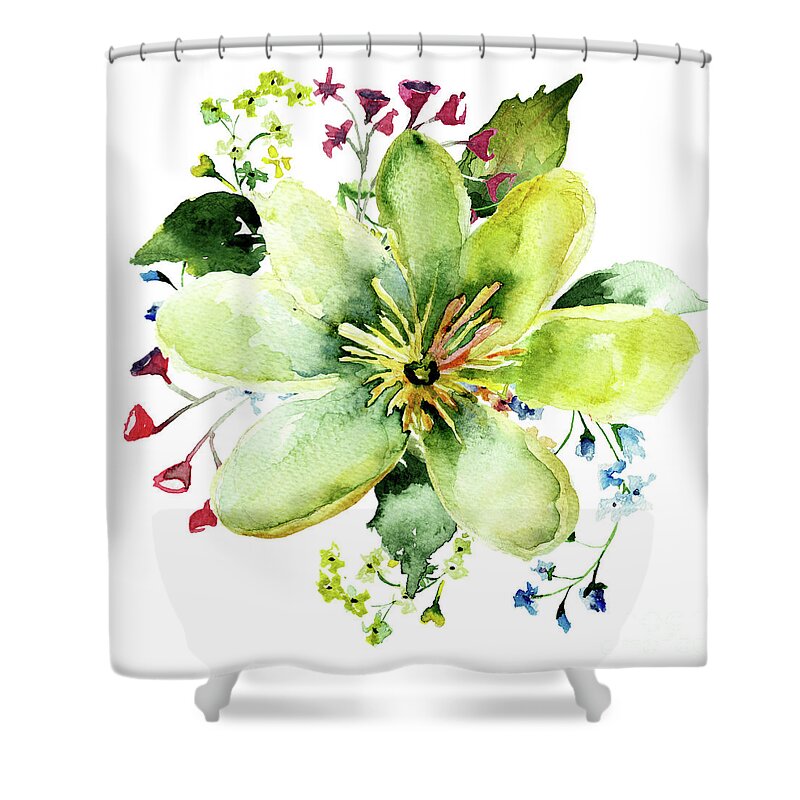 Watercolor Shower Curtain featuring the painting Beautiful wild flower by Regina Jershova
