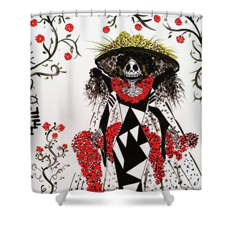  Shower Curtain featuring the digital art Beautifully Dead by Yilmar Henry