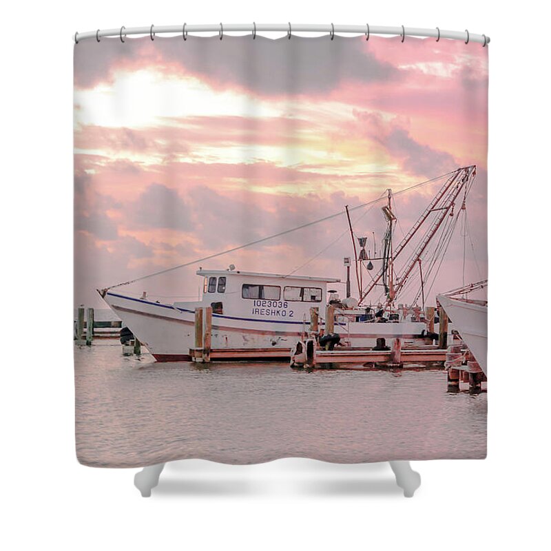 Boat Shower Curtain featuring the photograph Beauty at the Marina by Leticia Latocki