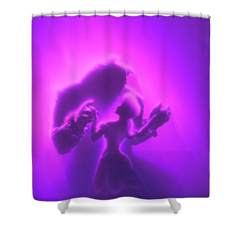 Beauty Beast Shower Curtain featuring the mixed media Beauty Beast by David Millenheft