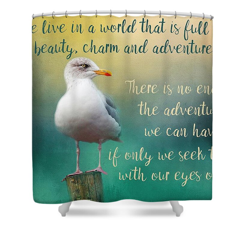 Seagull Shower Curtain featuring the photograph Beauty, Charm and Adventure by Teresa Wilson