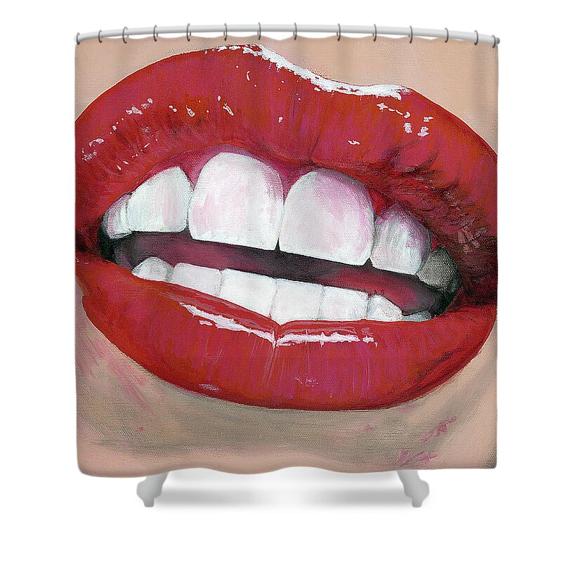 Lips Shower Curtain featuring the painting Beauty is Truth by Matthew Mezo