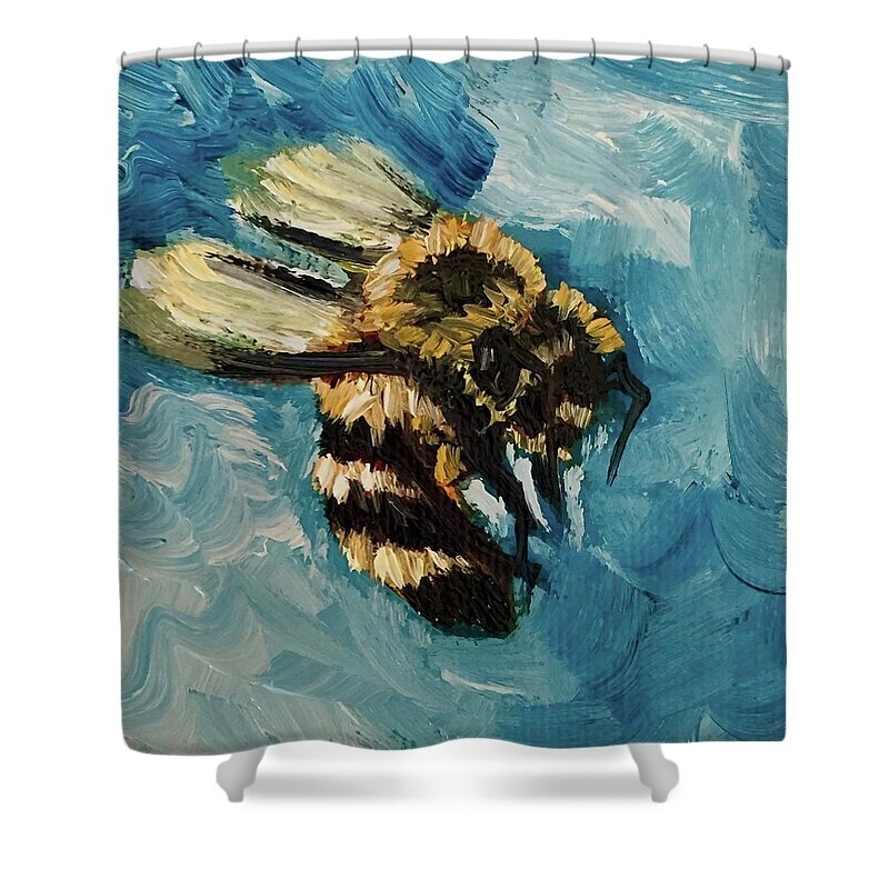 Bee Shower Curtain featuring the painting Bee Nice by Melissa Torres