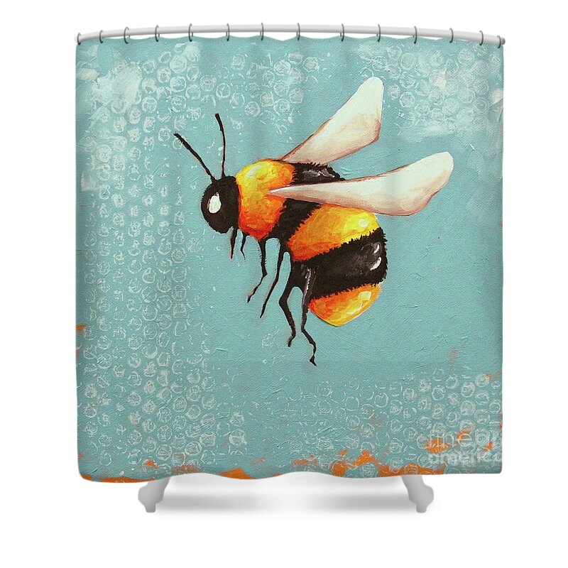 Bee Shower Curtain featuring the painting Bee Painting by Lucia Stewart
