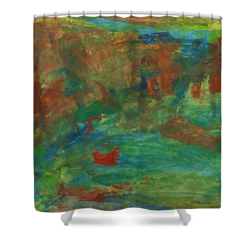 Abstract Shower Curtain featuring the painting Beethoven at Waterfall Abstract by Deborah D Russo