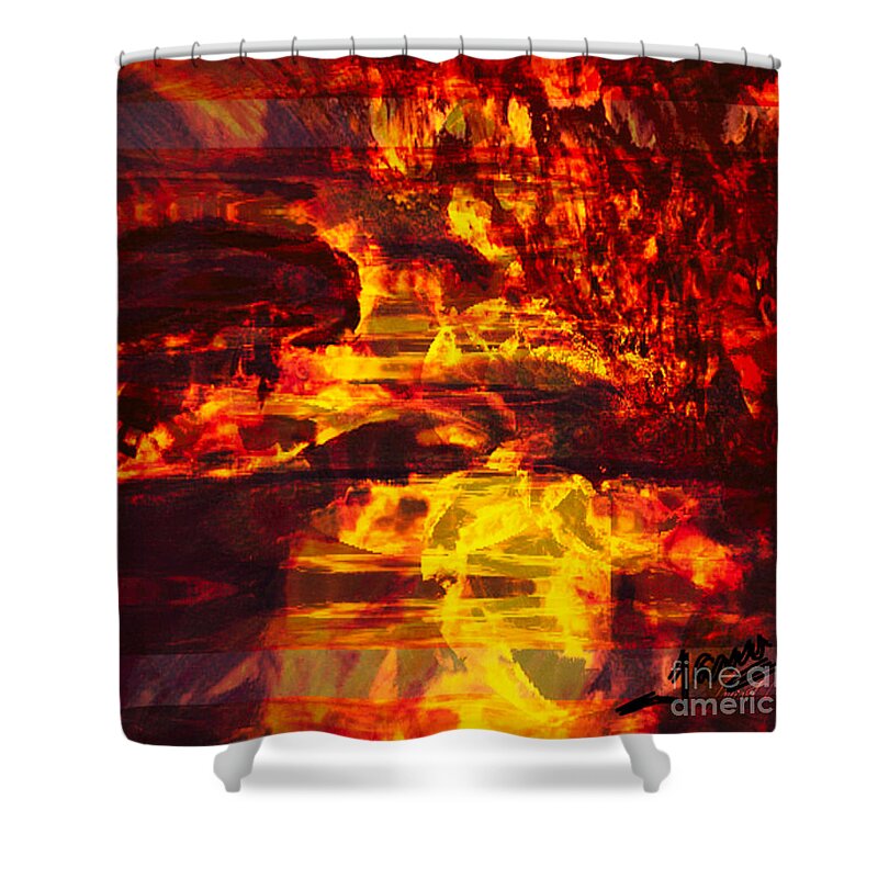Fania Simon Shower Curtain featuring the mixed media Before After Everything by Fania Simon