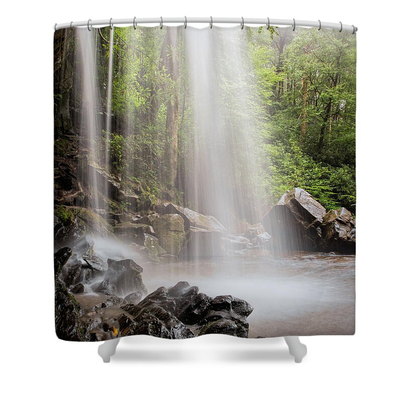 Behind Grotto Falls Shower Curtain featuring the photograph Behind Grotto Falls by Jemmy Archer